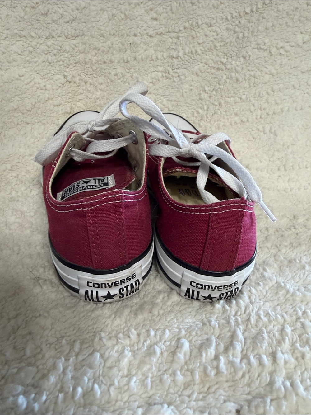 Converse Low Top Canvas Sneakers in Burgundy with White Accents - Picture 4 of 4